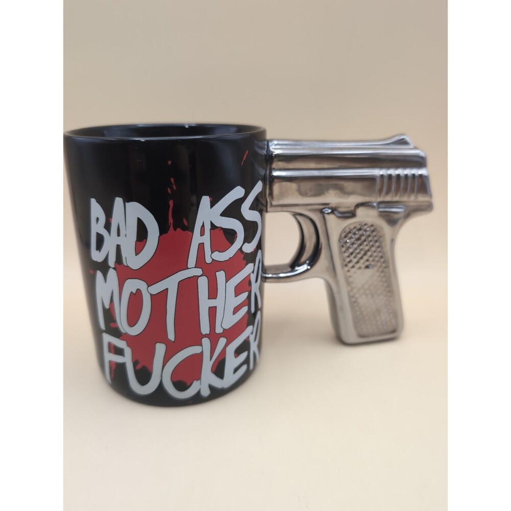 Coffee Mug BAD ASS MOTHER Fu*ker Gun Owners Mug Pistol Handle 7" 2018 Novelty